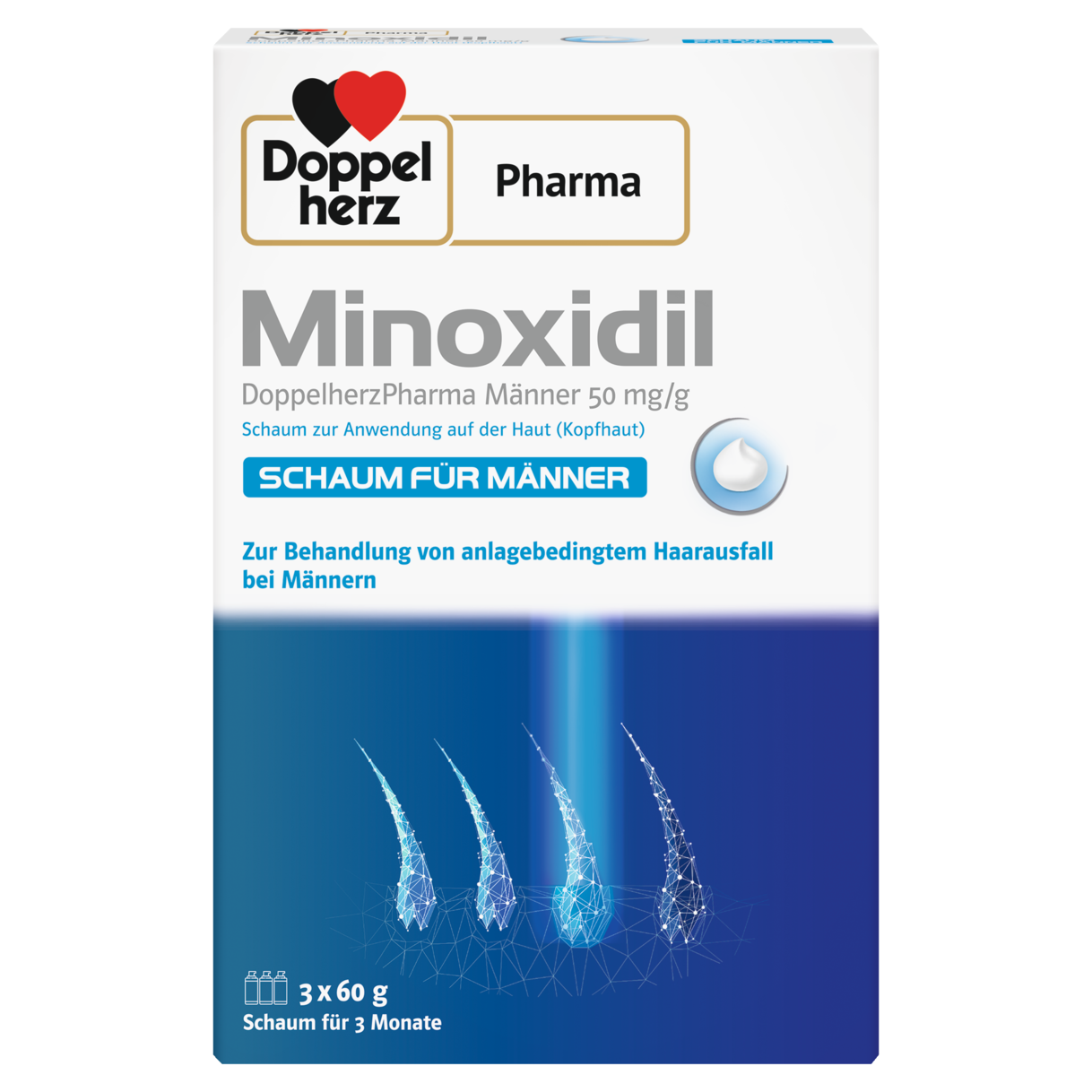 Minoxidil DoppelherzPharma Männer 50 mg/g Schaum zur Anwendung auf der Haut (Kopfhaut)