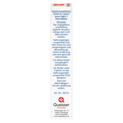 Abbildung der Produktverpackung Doppelherz aktiv Multivitamin + Omega-3 Kids Seitenansicht links