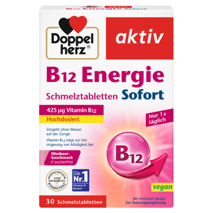Abbildung der Produktverpackung Doppelherz aktiv B12 ENERGIE Sofort Frontansicht