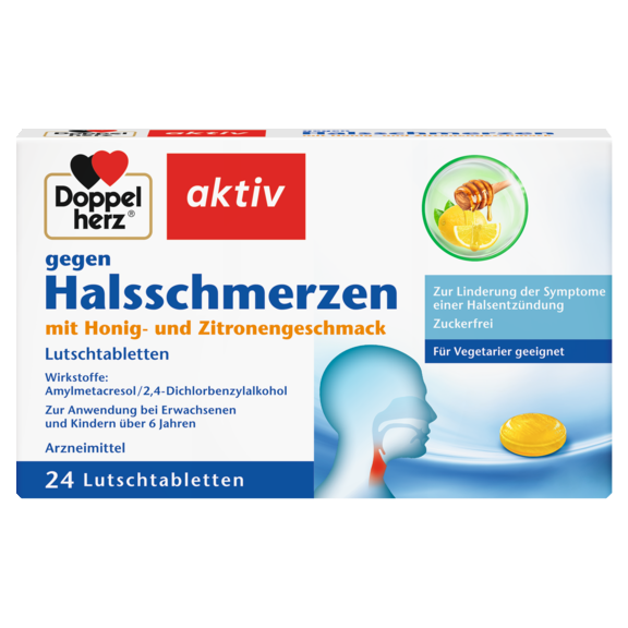 Doppelherz gegen Halsschmerzen mit Honig- und Zitronengeschmack Lutschtabletten