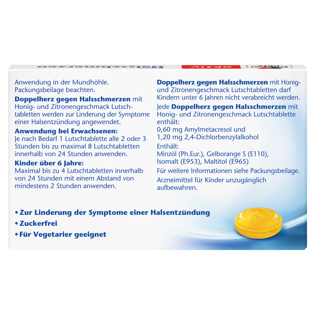 Doppelherz gegen Halsschmerzen mit Honig- und Zitronengeschmack Lutschtabletten