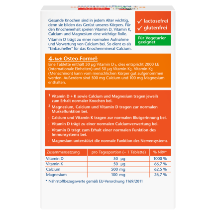 Abbildung der Produktverpackung Doppelherz aktiv D3 + K2 + Calcium + Magnesium Rückansicht