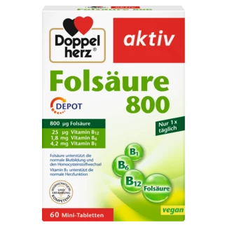 Abbildung der Produktverpackung Doppelherz aktiv Folsäure 800 Depot Frontansicht
