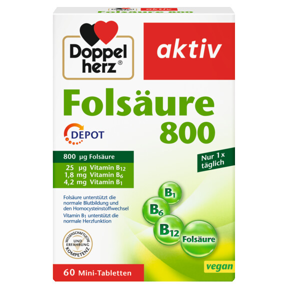 Abbildung der Produktverpackung Doppelherz aktiv Folsäure 800 Depot Frontansicht