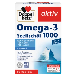 Abbildung der Produktverpackung Doppelherz aktiv Omega-3 Seefischöl 1000 Frontansicht