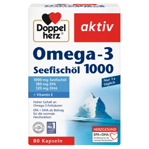 Doppelherz aktiv Omega-3 Seefischöl 1000 Frontansicht