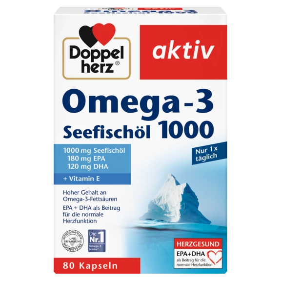 Doppelherz aktiv Omega-3 Seefischöl 1000 Frontansicht