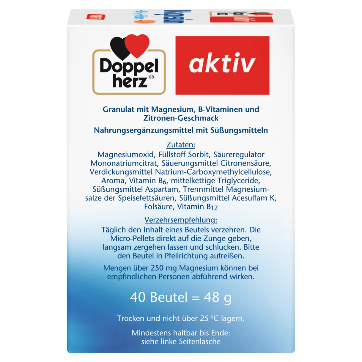 Doppelherz aktiv Magnesium 400 DIRECT Seitenansicht rechts