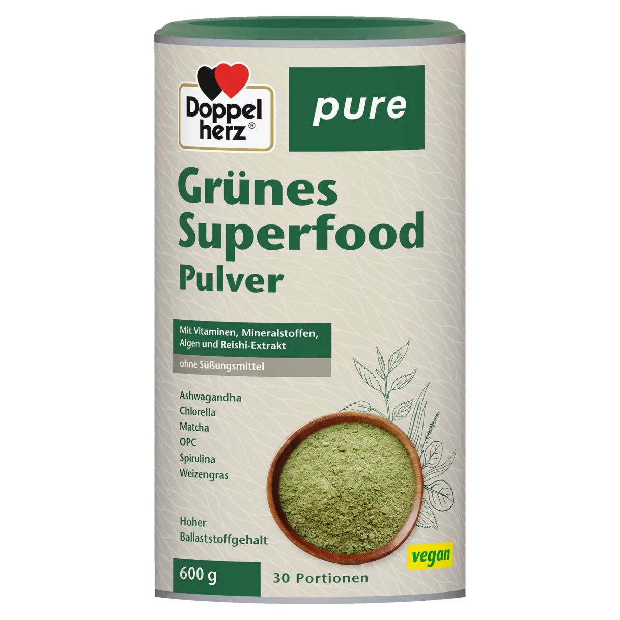 Doppelherz pure Grünes Superfood Pulver Frontansicht