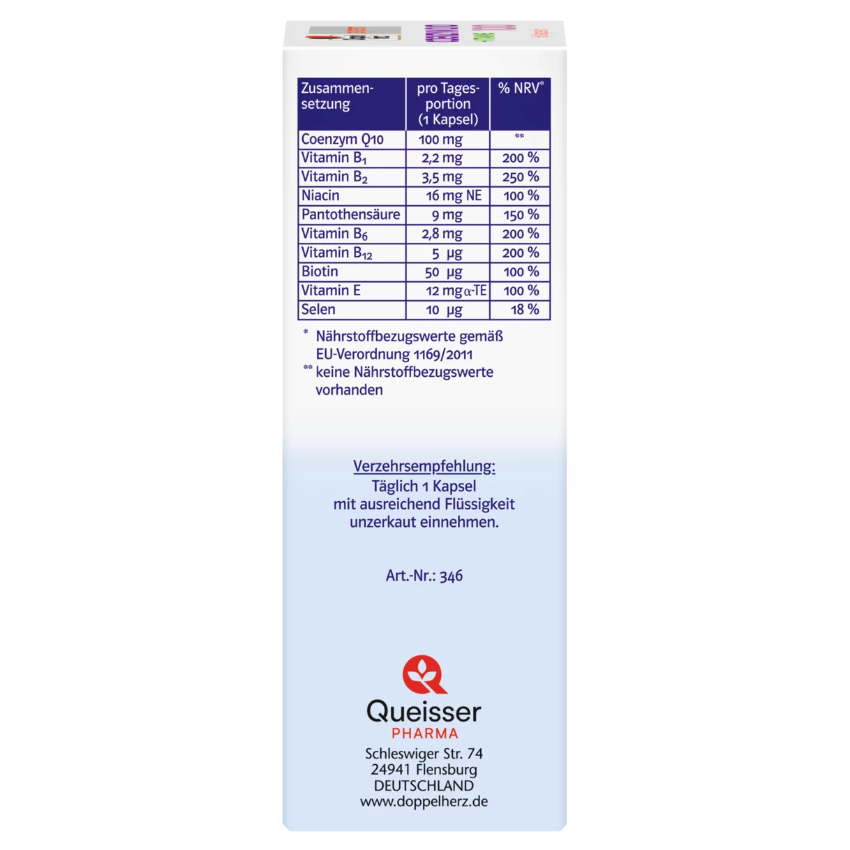 Doppelherz system COENZYM Q10 100 Seitenansicht links