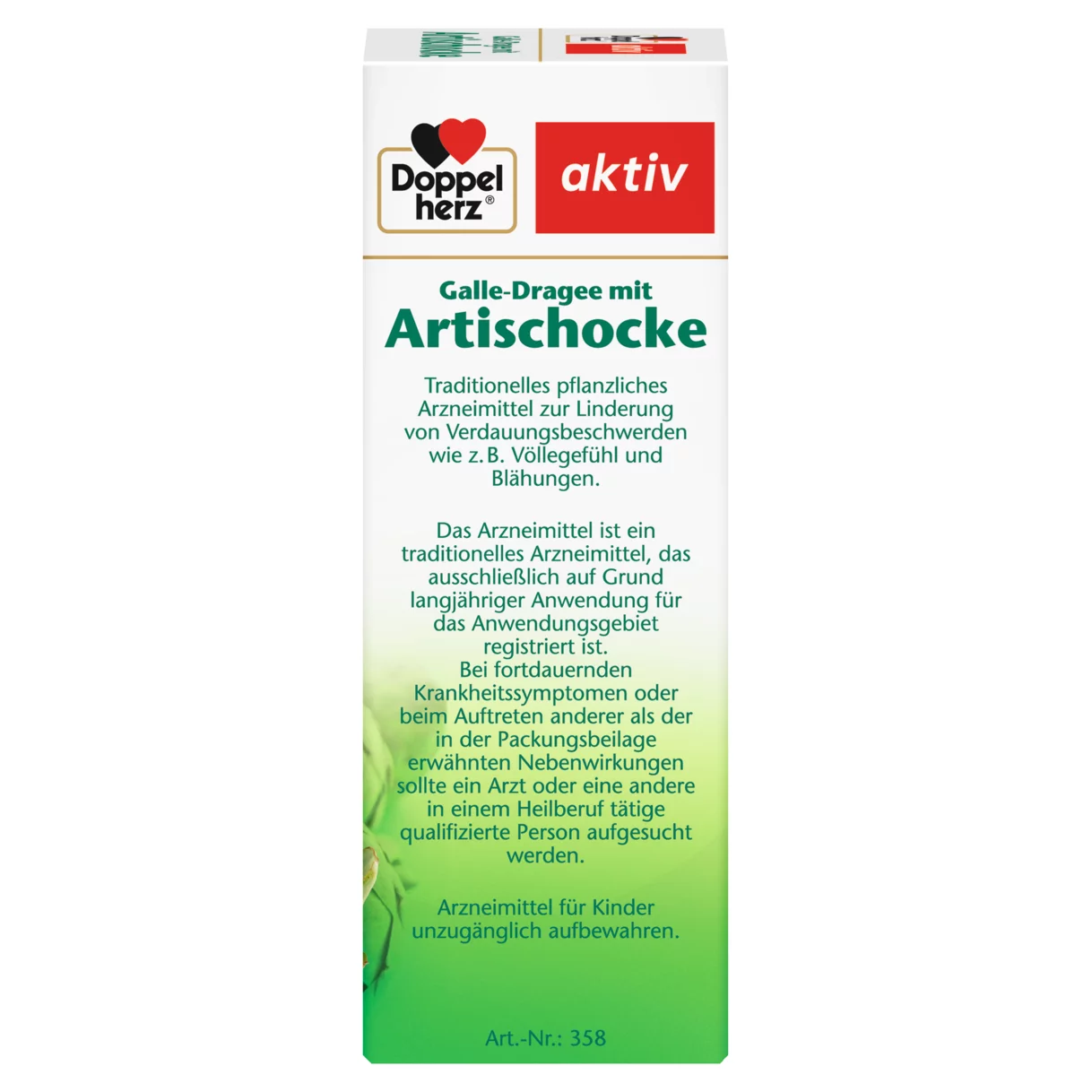 Doppelherz aktiv Galle-Dragee mit Artischocke Seitenansicht rechts