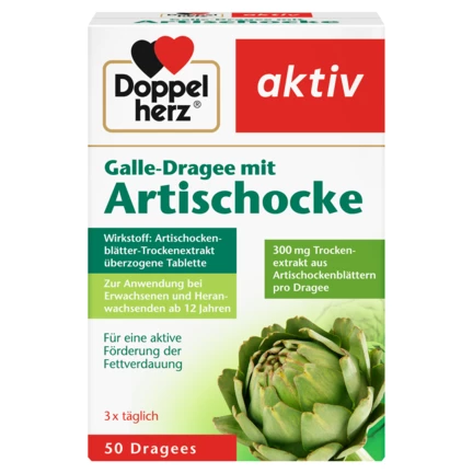 Doppelherz aktiv Galle-Dragee mit Artischocke Frontansicht