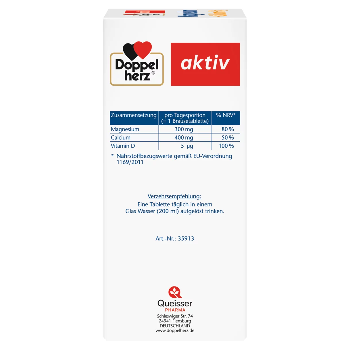 Doppelherz aktiv Magnesium + Calcium + D3 Brausetabletten Seitenansicht links