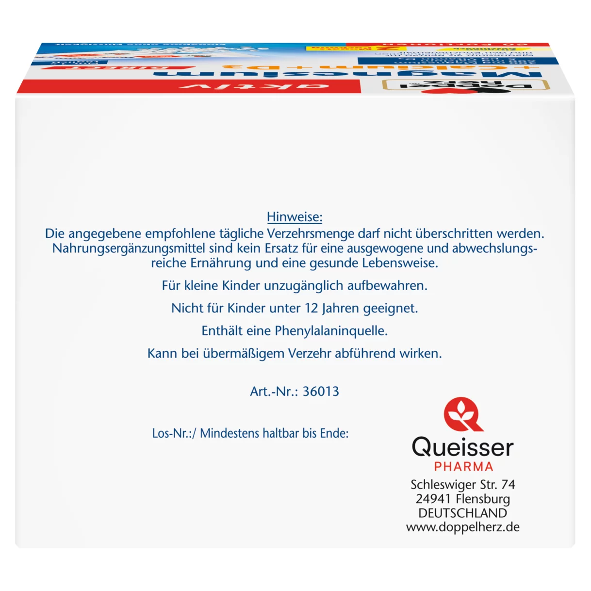 Doppelherz aktiv Magnesium + Calcium + D3 DIRECT Rückansicht