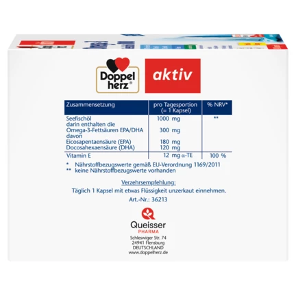Doppelherz aktiv Omega-3 Seefischöl 1000 Seitenansicht links