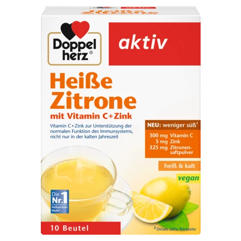 Abbildung der Produktverpackung Doppelherz aktiv Heiße Zitrone Frontansicht