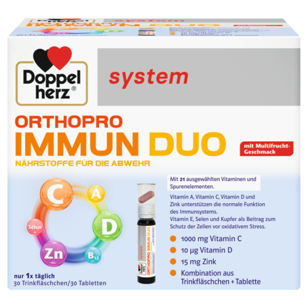 Abbildung der Produktverpackung Doppelherz system ORTHOPRO IMMUN DUO Frontansicht
