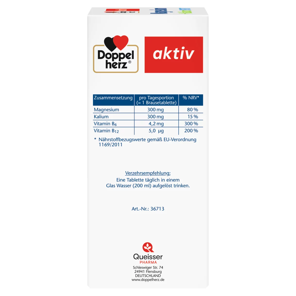 Doppelherz aktiv Magnesium + Kalium Brausetabletten Seitenansicht links