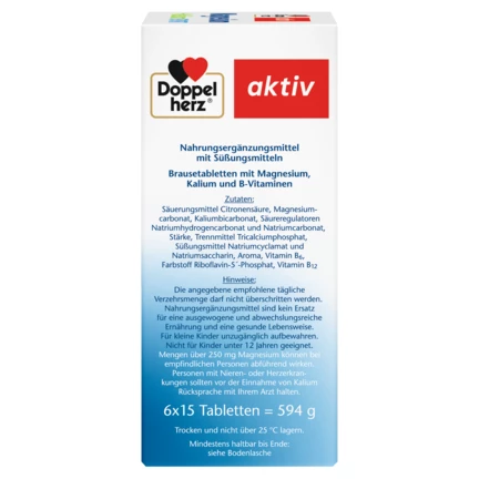 Doppelherz aktiv Magnesium + Kalium Brausetabletten Seitenansicht rechts