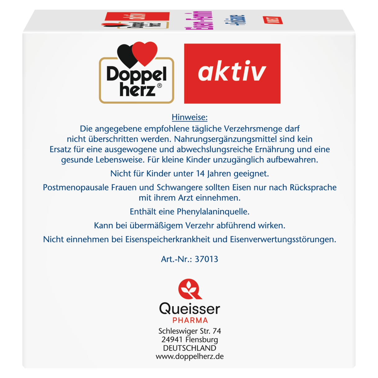 Abbildung der Produktverpackung Doppelherz aktiv Eisen-Femin DIRECT Seitenansicht links