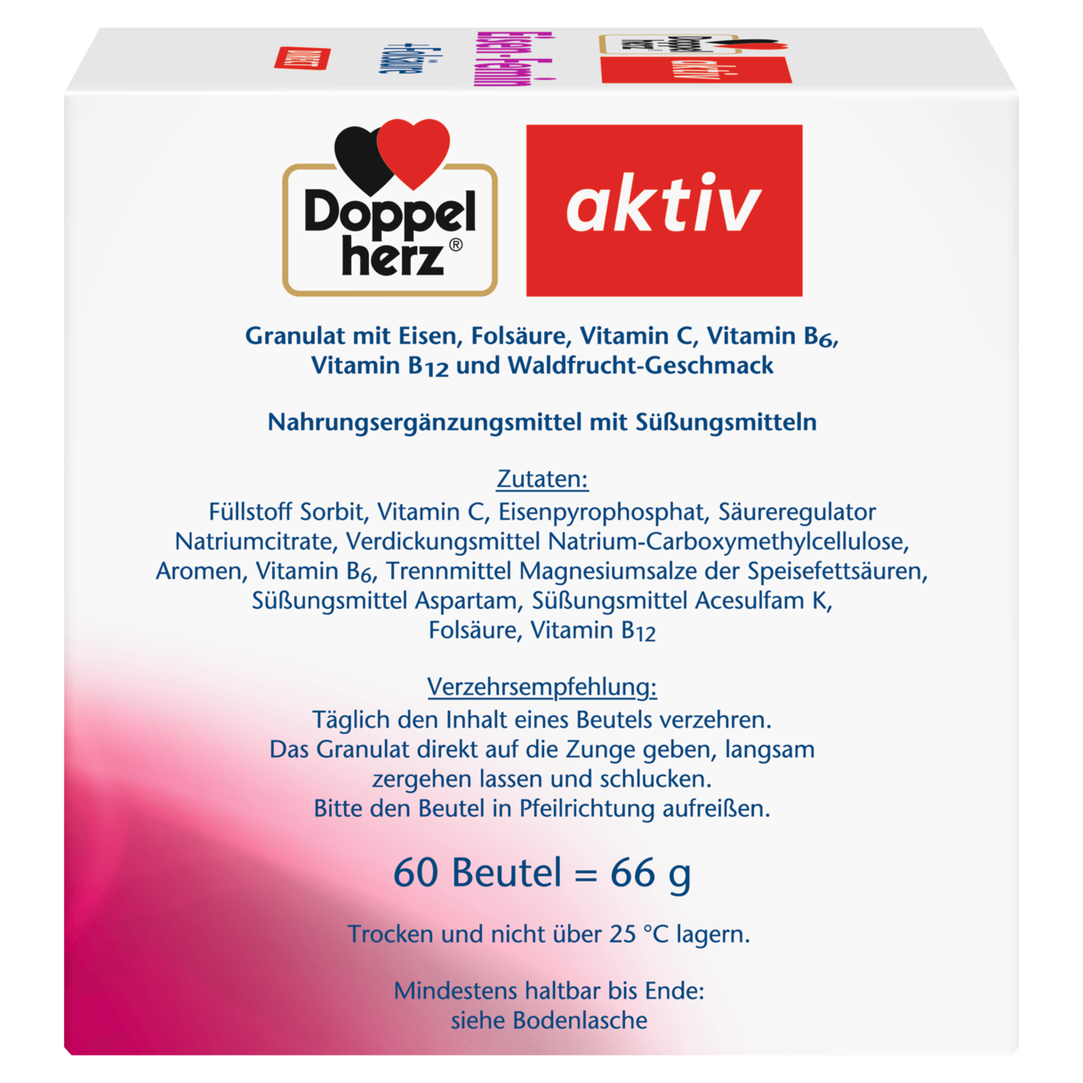 Abbildung der Produktverpackung Doppelherz aktiv Eisen-Femin DIRECT Seitenansicht rechts