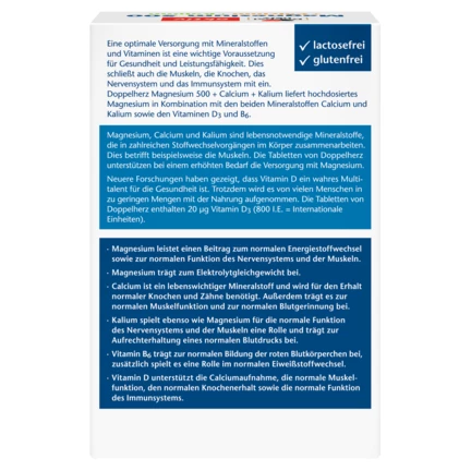 Doppelherz aktiv Magnesium 500 + Calcium + Kalium Rückansicht