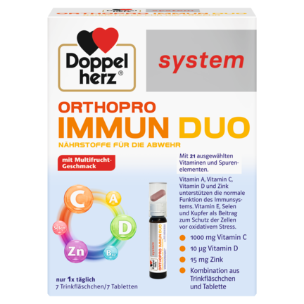 Abbildung der Produktverpackung Doppelherz system ORTHOPRO IMMUN DUO Frontansicht