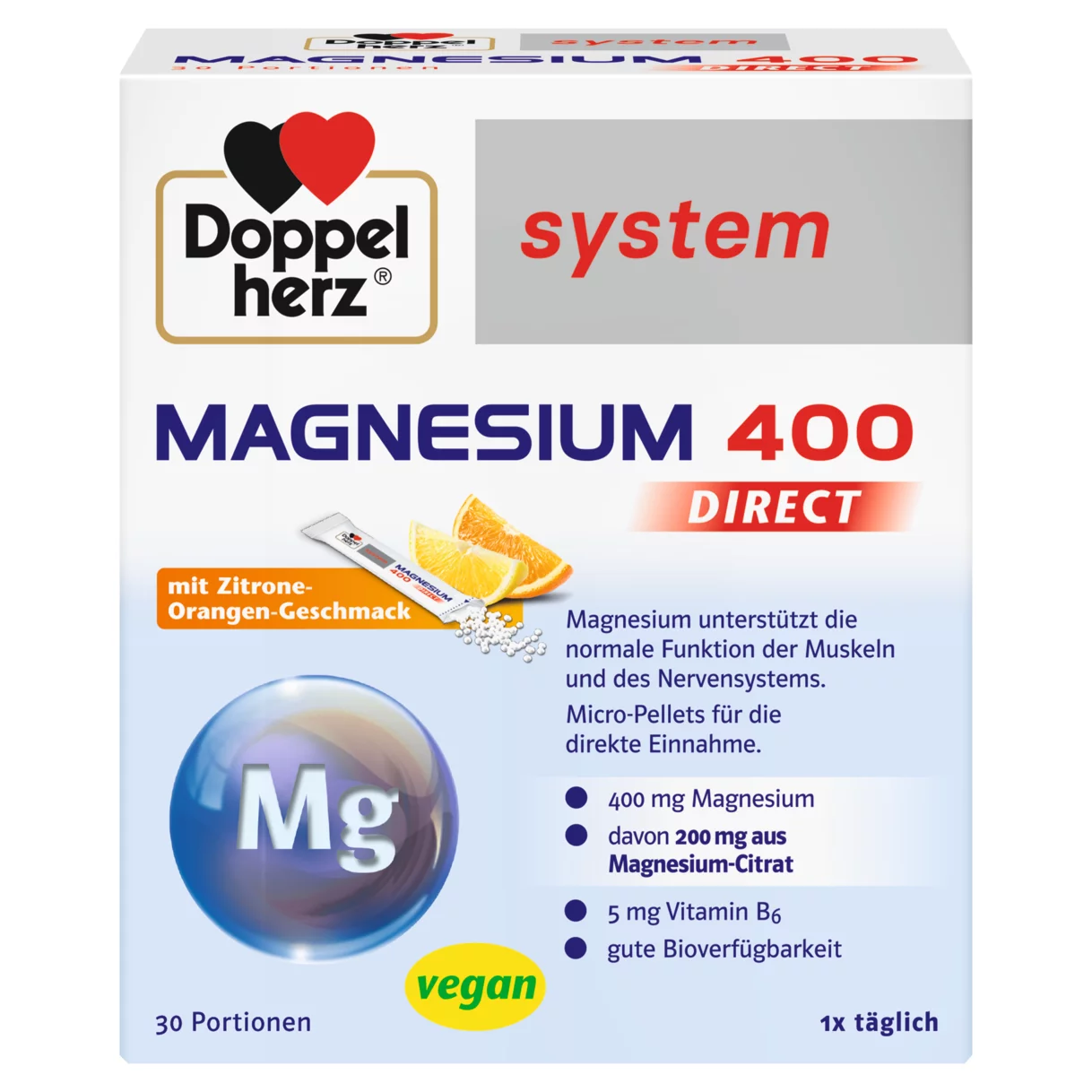 Doppelherz system  MAGNEZIJ 400 DIREKT Prednji pogled