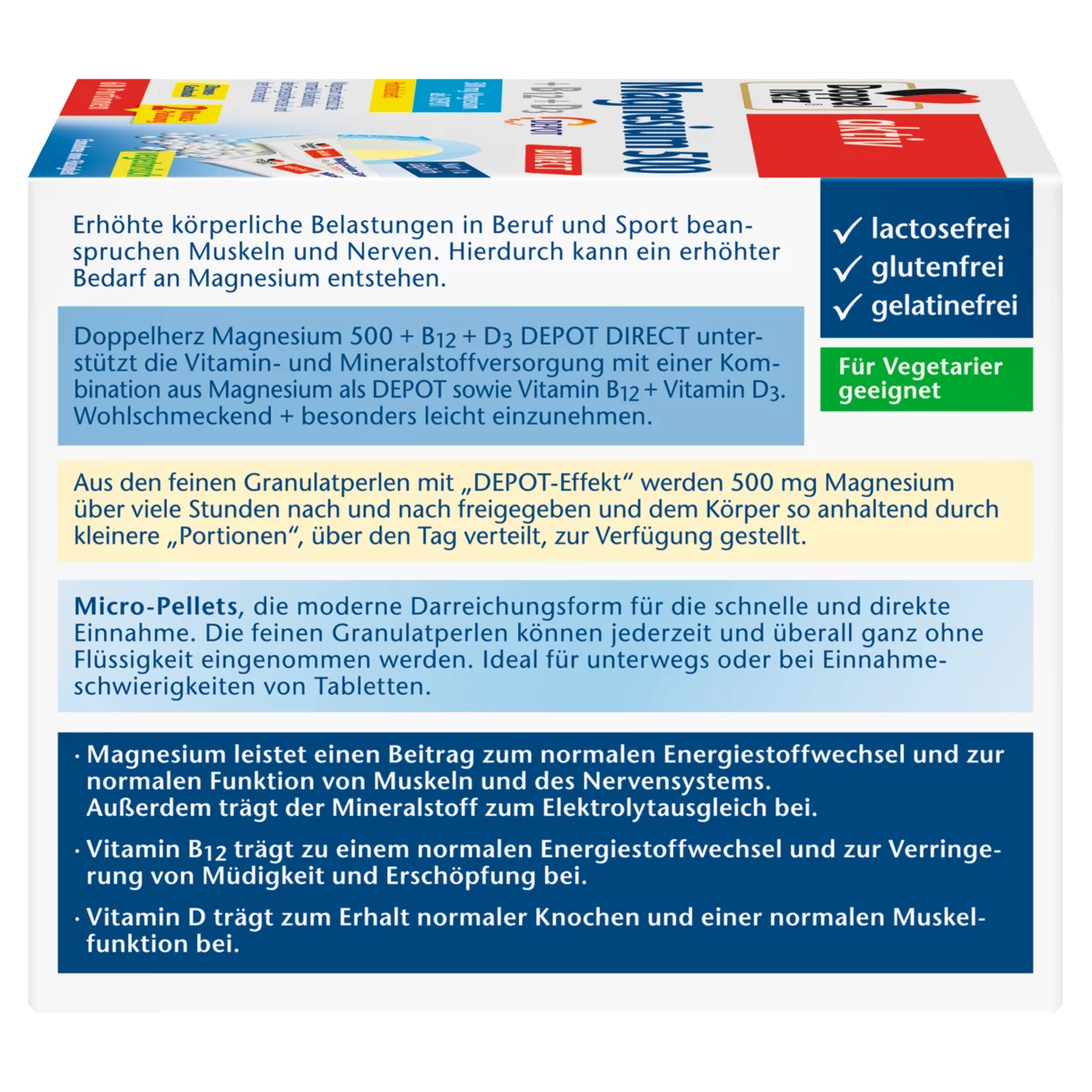 Doppelherz aktiv Magnesium 500 + B12 + D3 DIRECT DEPOT Seitenansicht rechts