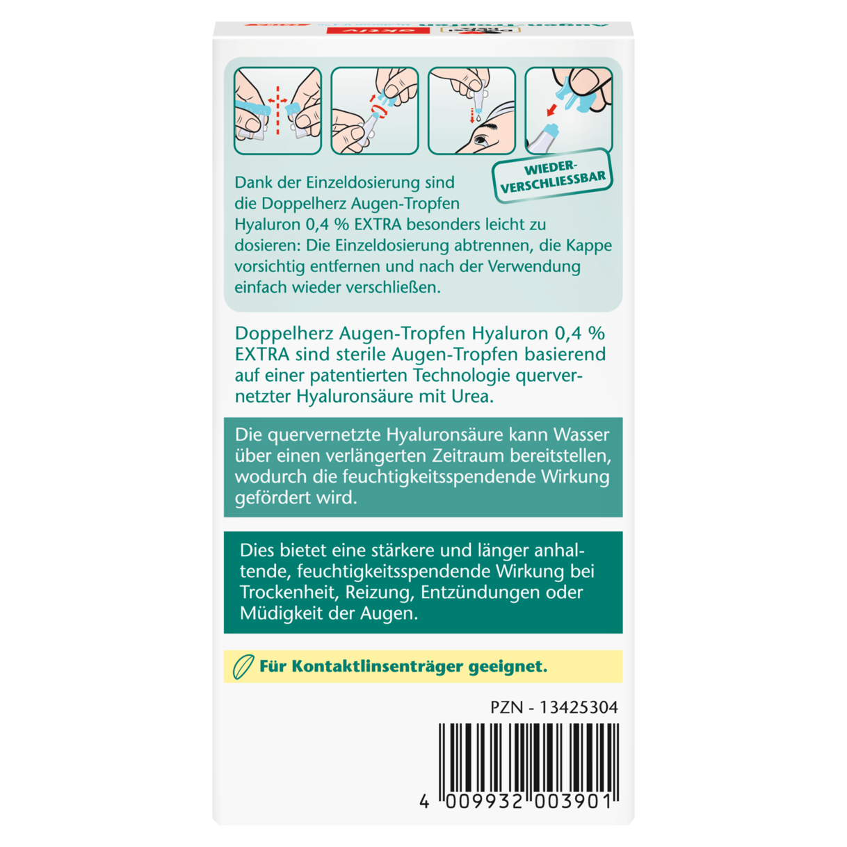 Abbildung der Produktverpackung Doppelherz aktiv Augen-Tropfen Extra Rückansicht