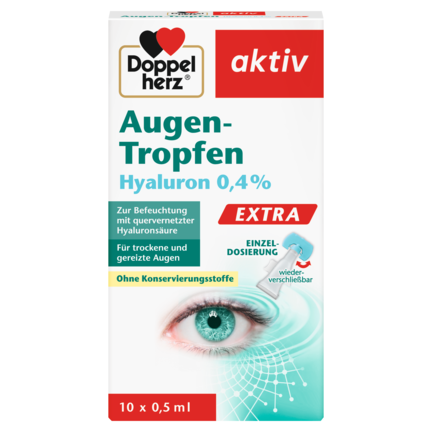 Abbildung der Produktverpackung Doppelherz aktiv Augen-Tropfen Extra Frontansicht