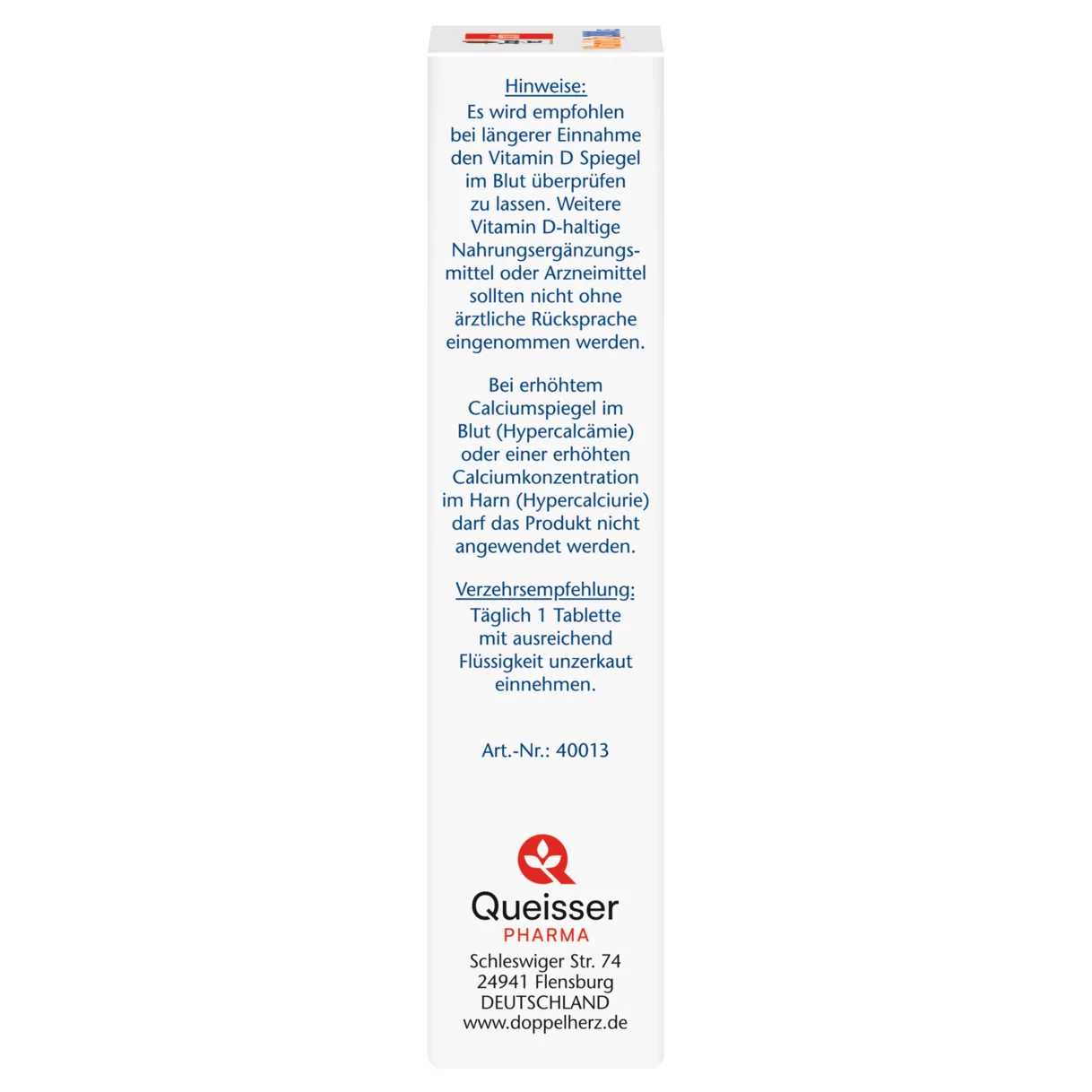 Doppelherz aktiv Vitamin D3 2000 I.E. Seitenansicht links