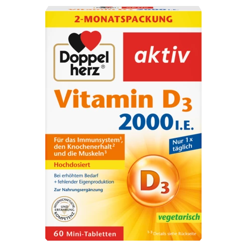 Doppelherz aktiv Vitamin D3 2000 I.E. Frontansicht