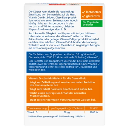 Doppelherz aktiv Vitamin D3 2000 I.E. Rückansicht