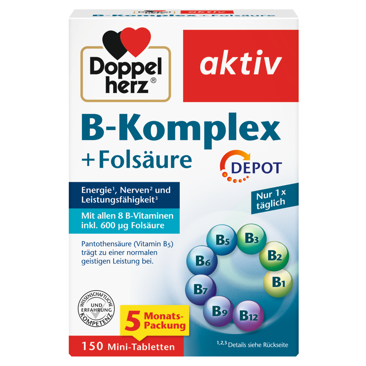 Abbildung der Produktverpackung Doppelherz aktiv B-Komplex DEPOT Frontansicht