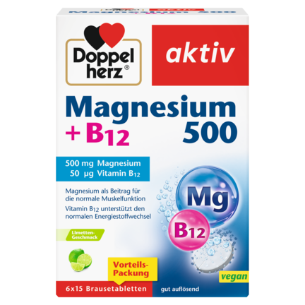 Magnesium 500 + B12 Brausetabletten