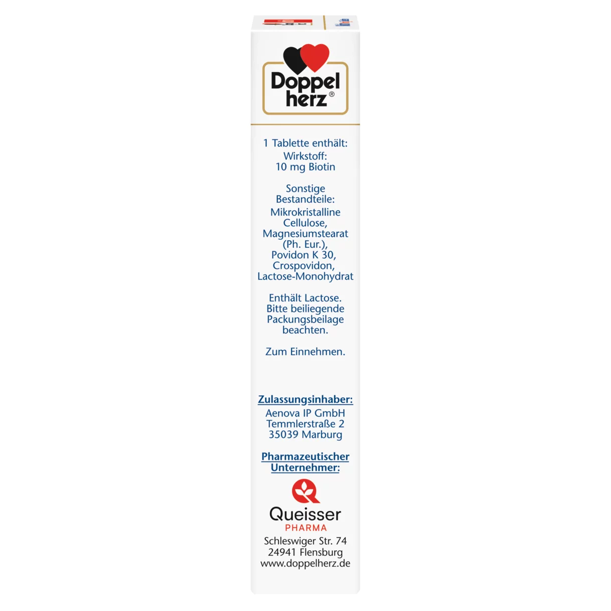 Doppelherz aktiv Biotin 10 mg Tabletten Seitenansicht links