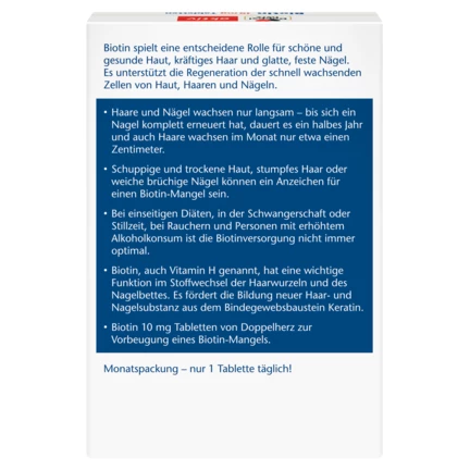 Doppelherz aktiv Biotin 10 mg Tabletten Rückansicht