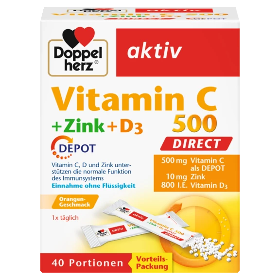 Doppelherz aktiv Vitamin C 500 DIRECT Frontansicht