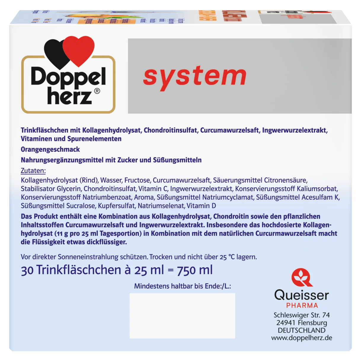 Doppelherz system KOLLAGEN 11.000 CURCUMA + INGWER Seitenansicht rechts