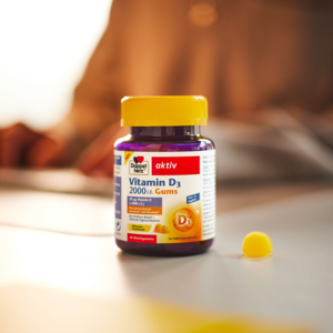 Doppelherz Vitamin D3 2000 I.E. Gums auf Schreibtisch