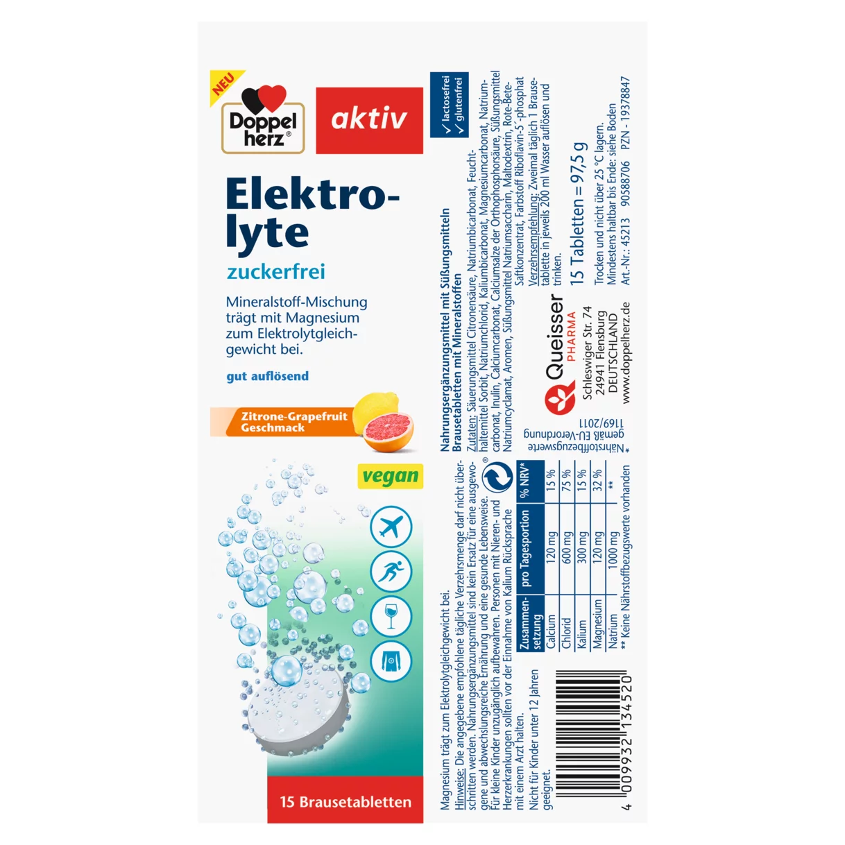 Doppelherz aktiv Elektrolyte Brausetabletten Seitenansicht links