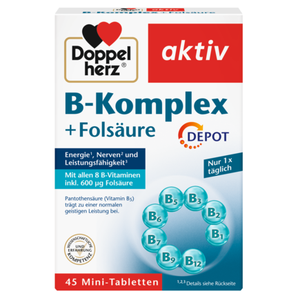 Abbildung der Produktverpackung Doppelherz aktiv B-Komplex DEPOT Frontansicht