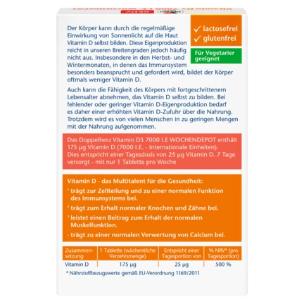 Doppelherz aktiv Vitamin D3 7000 I.E. Rückansicht