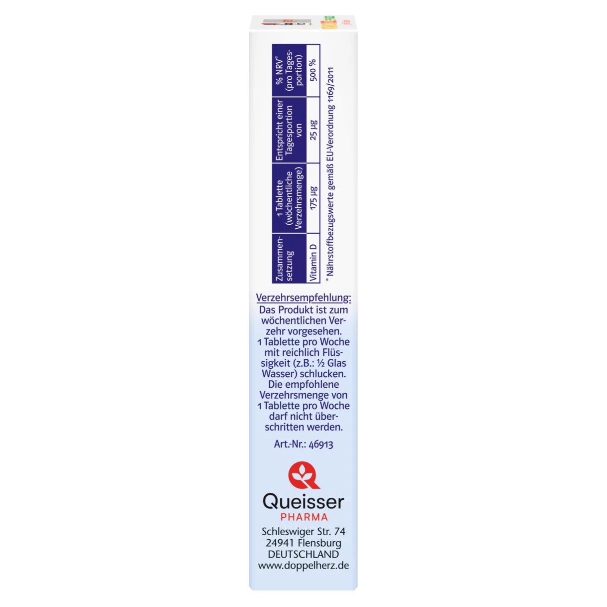 Doppelherz system VITAMIN D3 7000 I.E. PFLANZLICH Seitenansicht links