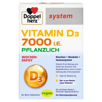 Doppelherz system VITAMIN D3 7000 I.E. PFLANZLICH Frontansicht