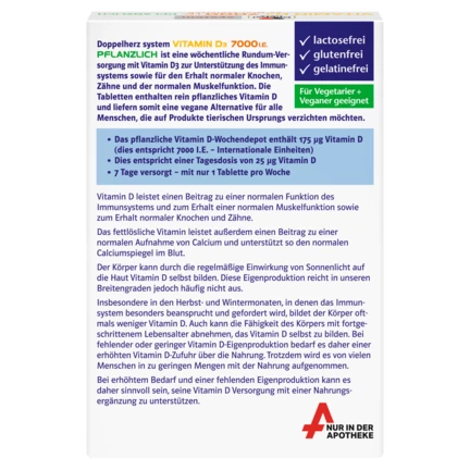 Doppelherz system VITAMIN D3 7000 I.E. PFLANZLICH Rückansicht