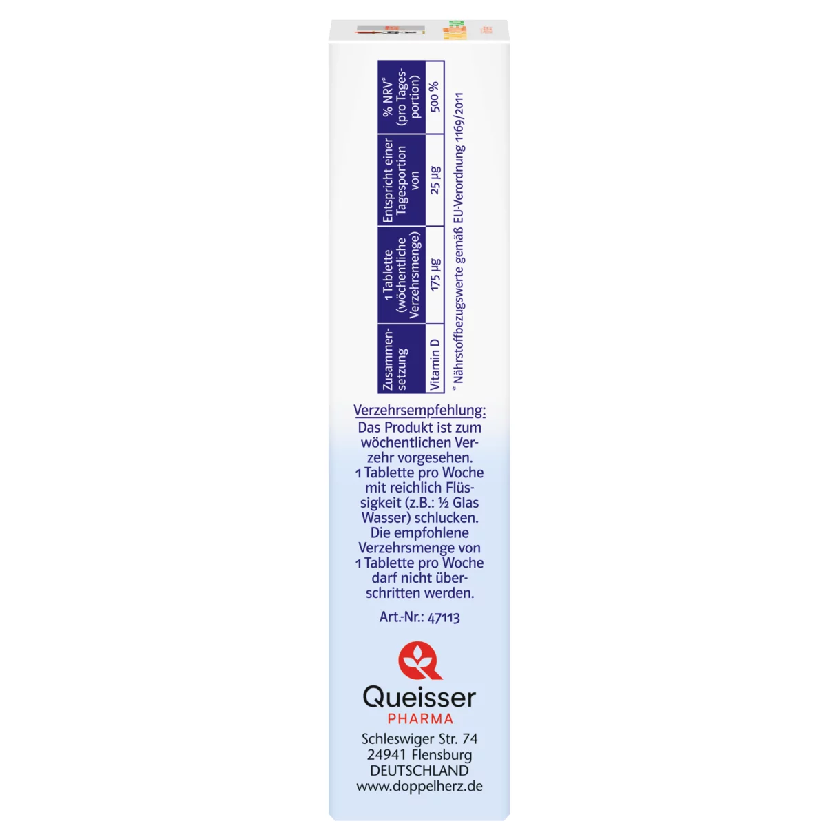 Doppelherz system VITAMIN D3 7000 I.E. PFLANZLICH Seitenansicht links