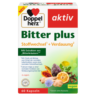 Abbildung der Produktverpackung Doppelherz aktiv Bitter plus Frontansicht