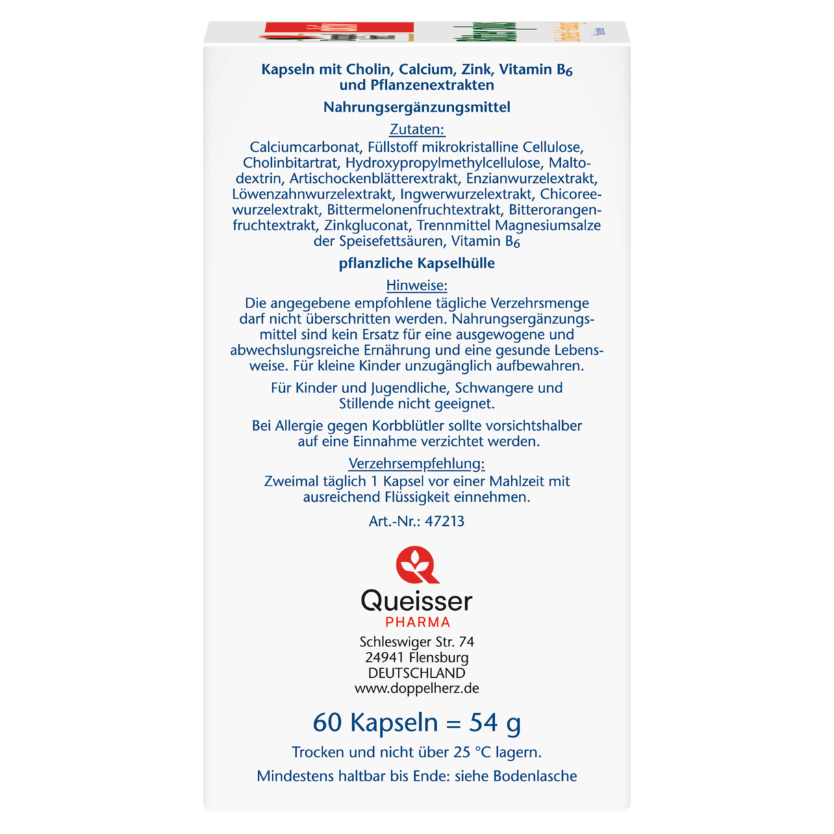Abbildung der Produktverpackung Doppelherz aktiv Bitter plus Seitenansicht links